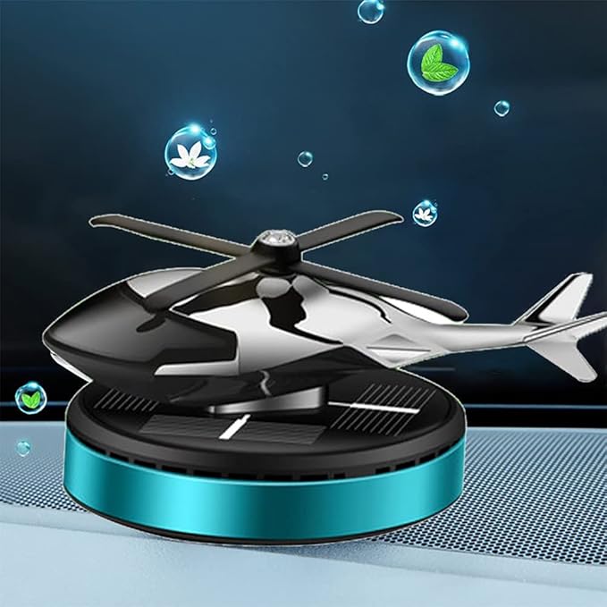 Car Air Fresheners,Al Alloy Solar Powered Rotating Incense Helicopter Diffuser, Home and Car Décor Accessories (Blue) - Bloomnest