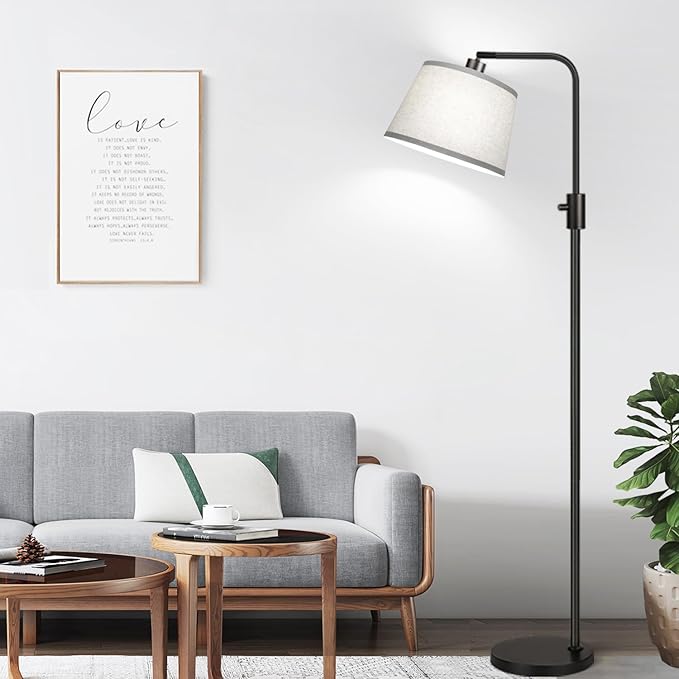 【Upgraded】 Dimmable Floor Lamp, 1000 Lumens LED Edison Bulb Included, Arc Floor Lamps for Living Room Modern Standing Lamp with Gray Shade, Tall Lamps for Living Room Bedroom Office Dining Room - Bloomnest