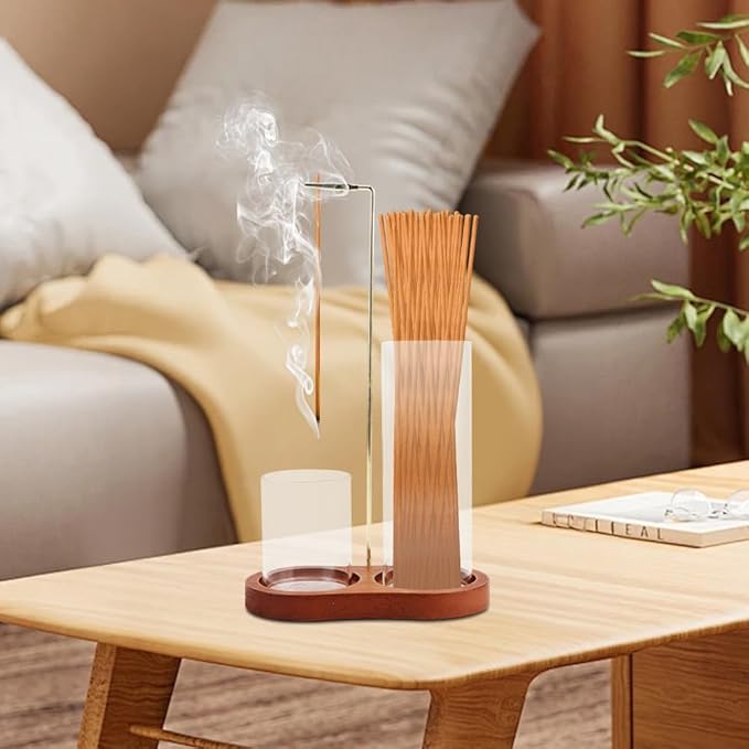 2 in 1 Glass Incense Holder, Incense Sticks Burner Holder with Storage, Anti-Ash Incenses Burner, Hang Upside Down Incenses Holder for Meditation Yoga Spa Home Decor - Bloomnest