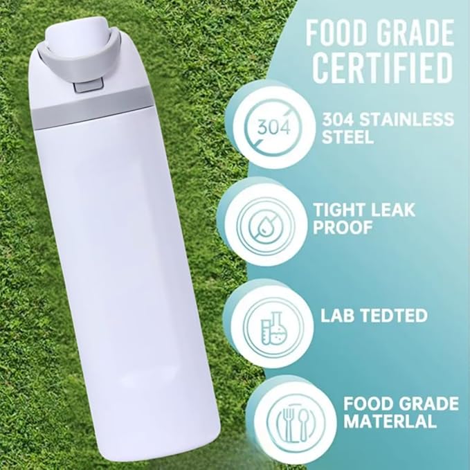 DUTHINGS Insulated Stainless Steel Water Bottle with Straw, 24 oz, Reusable Sports and Travel Bottle for School, Kids, and Outdoors - Leakproof and BPA-Free (WHITE) Bloomnest