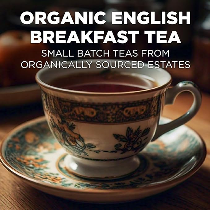 Maud's Organic English Breakfast Black Tea Pods, 48 ct, Recyclable Single Serve Pods – 100% Gourmet Blended Tea Leaves, Compatible with Keurig K Cups Maker - Bloomnest