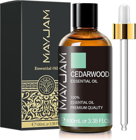 Cedarwood Essential Oil 100ML/3.38FL.OZ, MAYJAM Premium Grade Cedarwood Oil Essential Oils with Glass Dropper, Great for Aromatherapy Diffuser and DIY Soap Making - Bloomnest