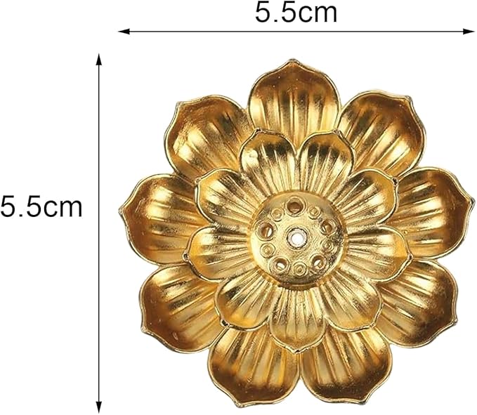 60 Pcs Incense Holder Indian Return Gift for Pooja Gold Lotus Incense Sticks Holder Anti Ash Spilling 2.16 Inch/5.5 cm Zinc Alloy incense holder for sticks for Stick/Coil/Cone Incense with Ash Catcher