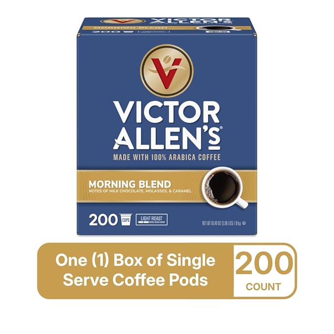 Victor Allen's Coffee Morning Blend, Light Roast, 200 Count, Single Serve Coffee Pods for Keurig K-Cup Brewers - Bloomnest