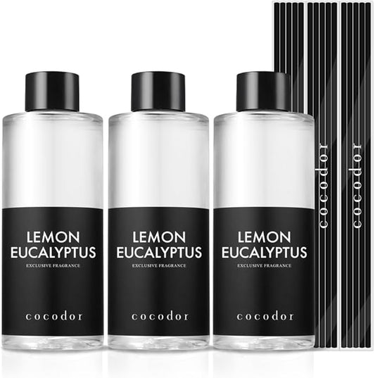 Cocod'or COCODOR Reed Diffuser Oil Refill/Lemon Eucalyptus /6.7oz / 3 Pack/Aromatherapy, Home Fragrance, Scented Oils, Oils for Reed Diffuser, Bathroom Home Decor - Bloomnest