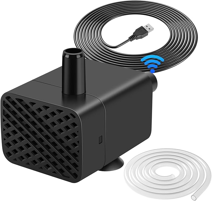 Mini Submersible Pump, Small Fountain Pump with & Sensor (DC 5V USB) for Fish Tank, Pet Fountains, Water feature, Tabletop Fountain, Pond, Hydroponics, Cat Drinking Fountain Replacement Pump - Bloomnest