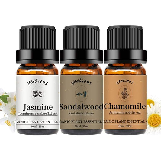 yethious Jasmine Chamomile Sandalwood Essential Oil Set Organic 100% Pure 3 Pack Chamomile Essential Oils for Aromatherapy & Diffuser - Bloomnest