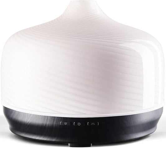 Porseme 500ml Glass Essential Oil Diffuser Aromatherapy Ultrasonic Cool Mist Humidifier 15-21 Running Hours Waterless Auto-Off Air Diffusers for Sleeping Yoga Office Working Spa and Rest (Pure White) - Bloomnest