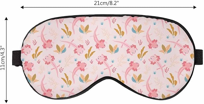 Aquarium Scene Sleep Eye Mask Axolotl Sea Weed Elements Men Women Sleep Mask with Adjustable Strap Eye Cover Eye Shade for Travel, Nap,Meditation - Bloomnest