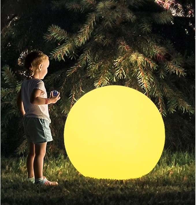20-in LED Glowing Ball Light, Large Rechargeable LED Globe Orb Light w/Remote, Dimmable RGB Color Changing Globe Floor Lamp, Indoor/Outdoor Waterproof Mood Lamp for Home Garden Patio Lawn Party Decor - Bloomnest