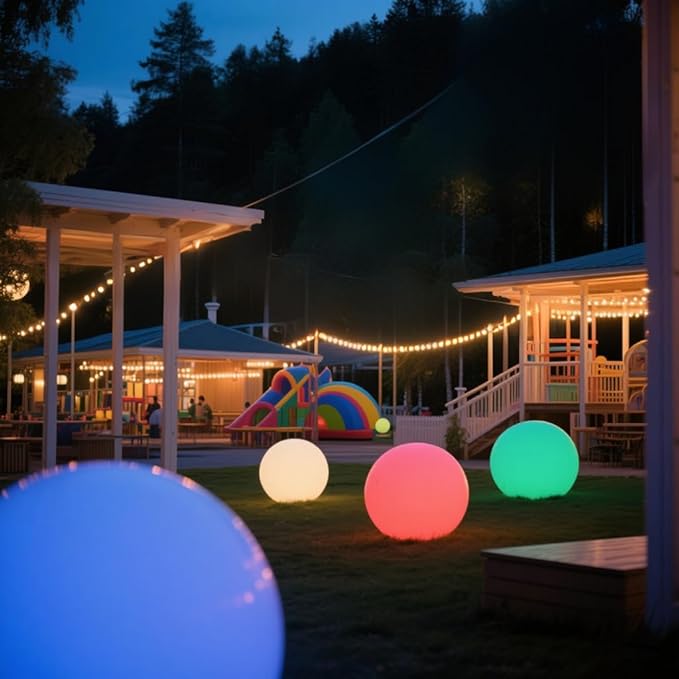 16 Inch Ultra-Fun LED Ball Light, Rechargeable Globe Floor Lamp w/Remote, 16 RGB Color Changing LED Glowing Orb Light, Waterproof Outdoor Ambiance Lighting, Pool Party Garden Patio Decor - Bloomnest