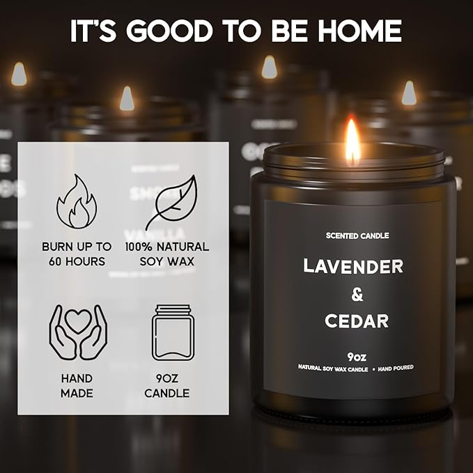 Scented Candles, 9oz×4 Scented Candles for Men, Soy Candle Gifts for Men, Personalized Blessing Minimalist Men's Candle - Bloomnest
