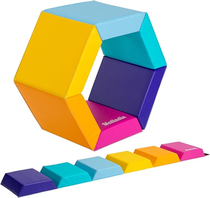 Matladin Gymnastics Gym Tumbling Mat for Kids Children, Hexagon Gymnastics Folding Exercise Mat for Stretching Yoga Cheerleading Martial Arts - Bloomnest