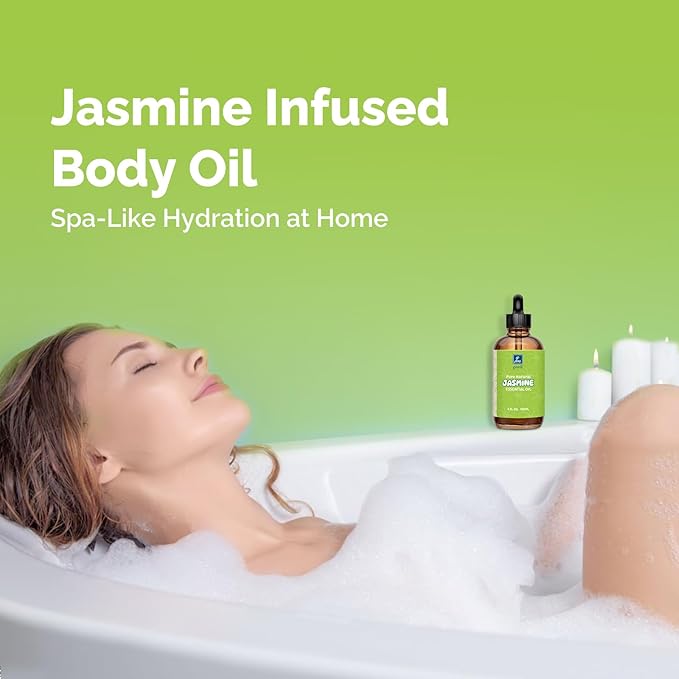 Jasmine Essential Oil 4 Oz, 100% Pure Jasmine Oil for Diffuser, Skin, Hair, Body & Face, Perfume, Floral Scent for Relaxation, Aromatherapy & Massage - Bloomnest