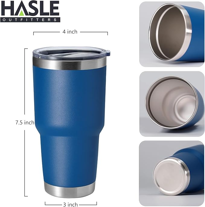 HASLE OUTFITTERS 30oz Stainless Steel Tumbler, Double Wall Vacuum Insulated Travel Mug Tumbler, Durable Insulated Coffee Mug, Gift Box Set (Dark Blue, 1) - Bloomnest