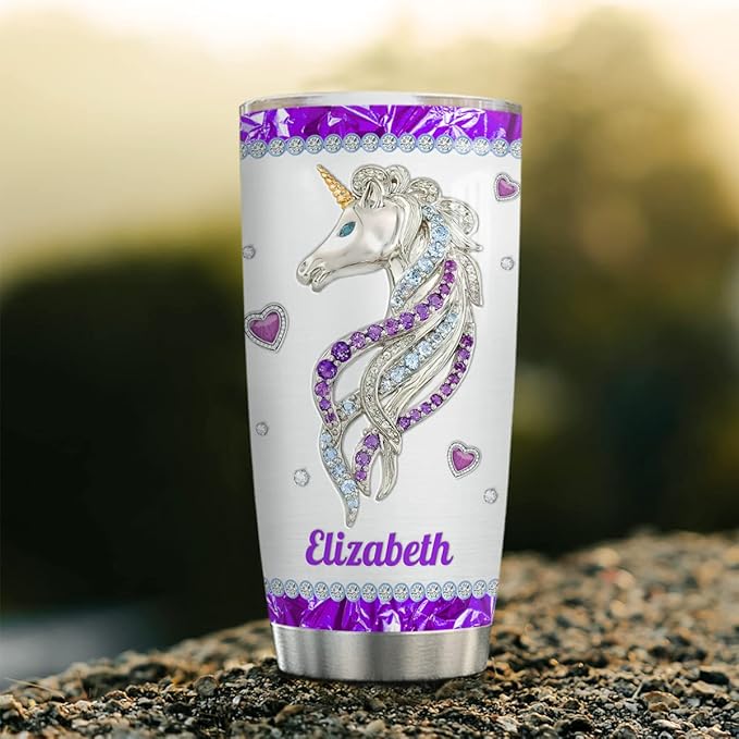 wowcugi Unicorn Tumbler Personalized Sometime You Forget You're Awesome Tumblers Jewelry Drawing Style Stainless Steel Insulated Tumblers 20oz 30oz Coffee Travel Mug Cup With Lid Gifts For Women - Bloomnest