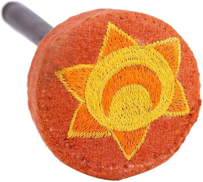 Hard Wood Felted Striker, Handmade Hard Wood Multi-Purpose Tibetan Buddhism Singing Bowl Mallet Striker Stick for Meditation Chakra Healing Prayer and Yoga (Orange) - Bloomnest
