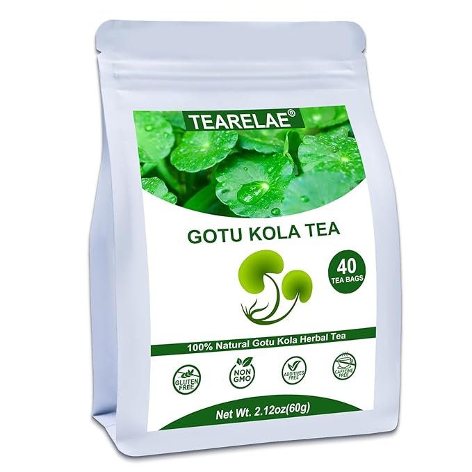 TEARELAE - Gotu Kola Tea Bags - 40 Count - 100% Pure Cut & Sifted Centella Asiatica - Natural Premium Herbal Tea For Health - Non-GMO - Caffeine-Free - Bloomnest