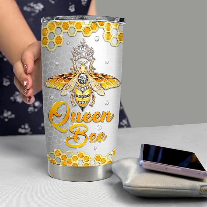 SANDJEST Bee Tumbler 20oz Jewelry Drawings Stainless Steel Insulated Tumblers Gifts for Women Girls Coffee Travel Mug Cup Gift for Birthday Christmas - Bloomnest