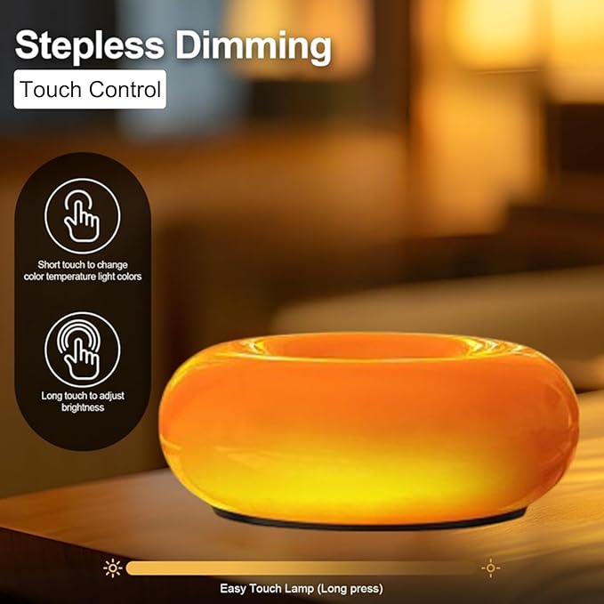 Creative Design Atmosphere Donut Lamp, Plug- in Bedsided Wall Sconce Or Ambient Lighting, Modern Orange Donut Light for Warm Decoration,Cute Table Light for Children's Room Or Living Room - Bloomnest