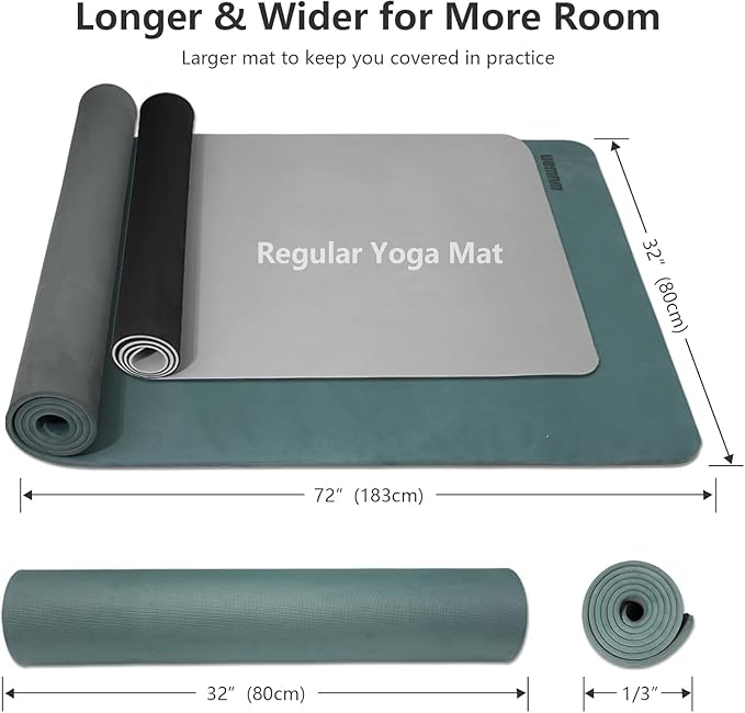 Yoga Mat Non-Slip Extra Thick 72"x32/24" Extra Wide Fitness Exercise Mat TPE Material High Elastic Hot Yoga Mat for Women Yoga Pilates Home Floor Workout (Cow Coffee)