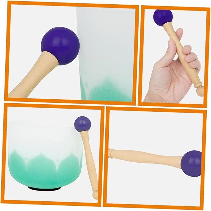 Beaupretty 1Set Singing Bowl Mallet with Handle Rubber Ring Kit for Crystal Singing Bowls Comfortable Grip Durable Material for Sound Meditation Music Practices - Bloomnest