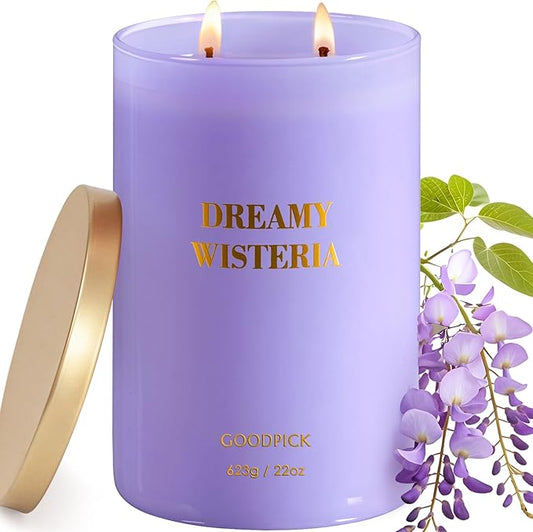 Goodpick Scented Candles, Wisteria Lavender Gifts for Women, Soy Candles for Home Scented, 22oz Long-Lasting Highly Scented - Bloomnest