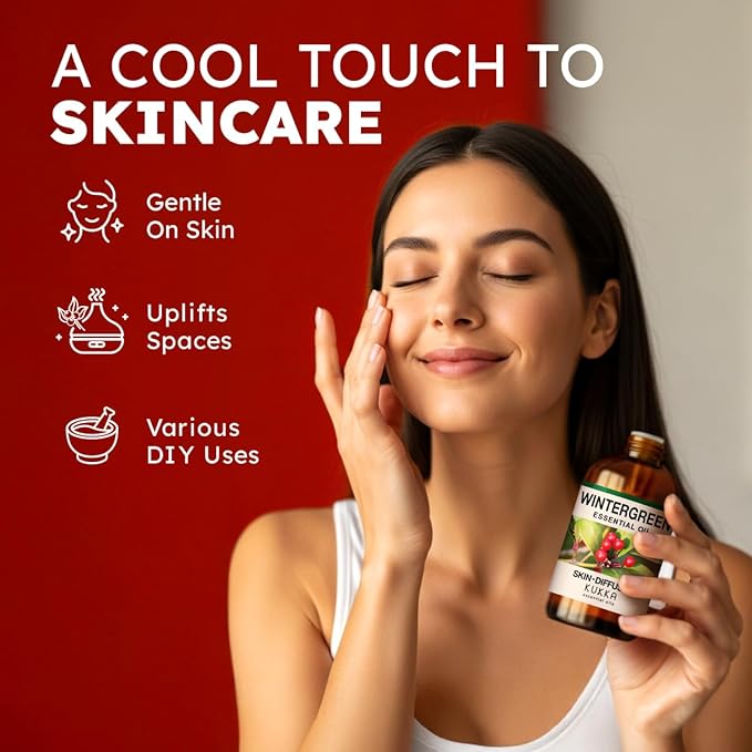 KUKKA Wintergreen Essential Oils - 3.40 Fl Oz - for Hair, Skin, Diffuser, Aromatherapy & DIY Soap Making Scent - Bloomnest