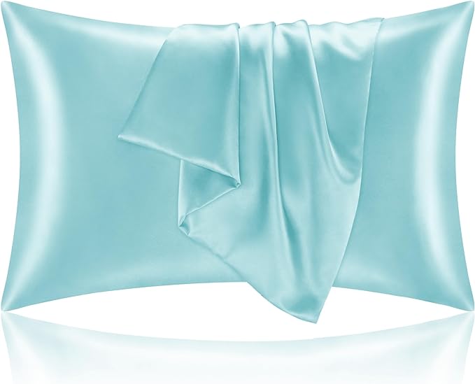 BEDELITE Satin Pillowcase for Hair and Skin, Super Soft and Cooling Similar to Silk Pillow Cases 2 Pack with Envelope Closure, Gift for Women Men(20"x26" Standard Size, Blue) - Bloomnest