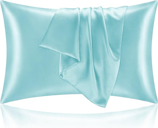 BEDELITE Satin Pillowcase for Hair and Skin, Super Soft and Cooling Similar to Silk Pillow Cases 2 Pack with Envelope Closure, Gift for Women Men(20"x26" Standard Size, Blue) - Bloomnest
