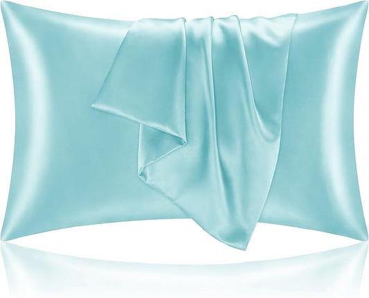 BEDELITE Satin Pillowcase for Hair and Skin, Super Soft and Cooling Similar to Silk Pillow Cases 2 Pack with Envelope Closure, Gift for Women Men(20"x30" Queen Size, Blue) - Bloomnest