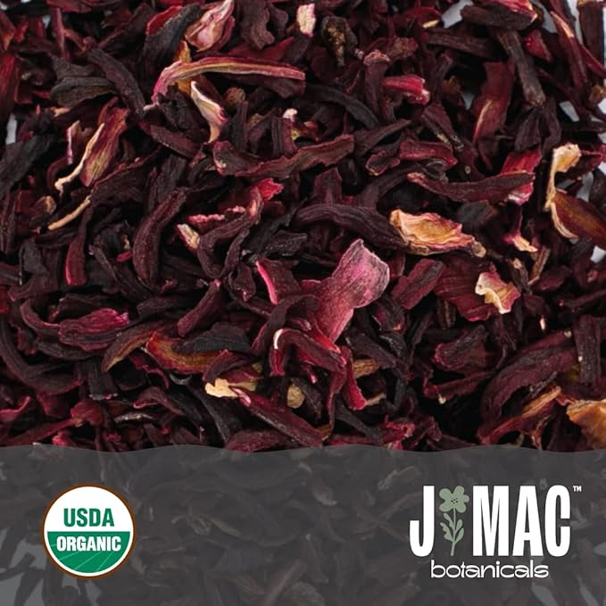 J Mac Botanicals, Certified Organic Hibiscus Flower, loose leaf tea, Flor de Jamaica - Bloomnest