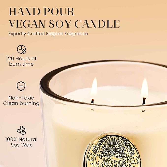 M&SENSE Large Two-Wick Soy Candle | Banana Leaf & Gold | 19.8 oz, 120H Burn Time | Luxury Scented Candle for Relaxation, Gifting, Home Décor | Ideal for Bedroom, Office, Party Ambiance - Bloomnest