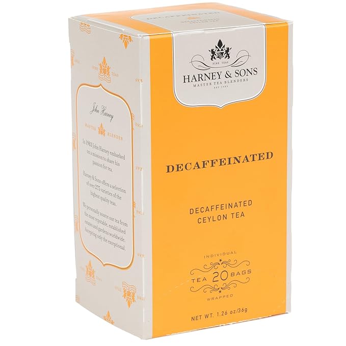 Harney & Sons Black Tea, Decaffeinated Ceylon, 20 Tea Bags, 1.26 oz./36 grams - Bloomnest