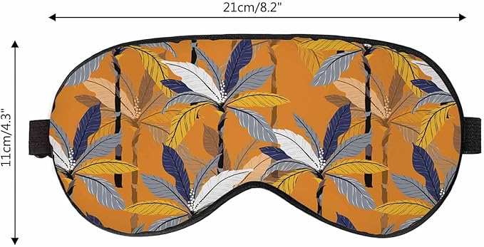 Colorful Palm Leaves Sleep Eye Mask Bright Tropical Jungle Trees Floral Vintage Orange Men Women Sleep Mask with Adjustable Strap Eye Cover Eye Shade for Travel, Nap,Meditation - Bloomnest
