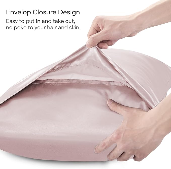 BEDELITE Satin Body Pillow Cover, Super Soft and Cooling Body Pillow Pillowcase for Hair and Skin, Breathable Silky Full Long Pillowcase Cover(20"x54", Lotus Pink) - Bloomnest