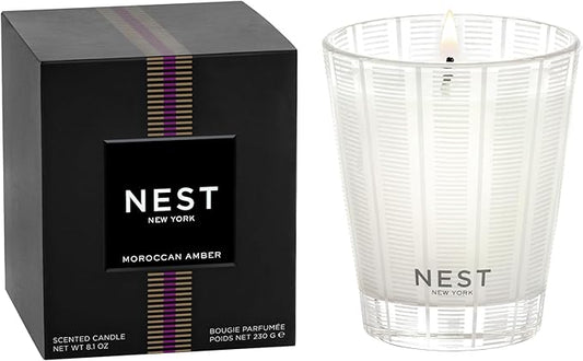 NEST New York Scented Classic Candle, Moroccan Amber - 8.1 oz - Up to 60-Hour Burn Time - Reusable Glass Vessel - Bloomnest