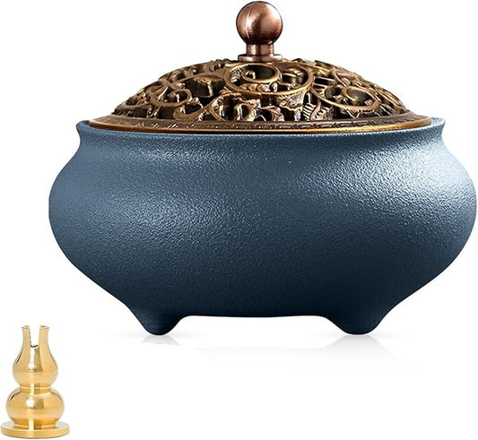 Coil Incense Burner， Ceramic Cone Incense Burner Holder Suitable for Incense/Cone/Coil/Stick, Sage, Mosquito Incense, and Charcoal. Incense Holder+Fireproof Cotton Inside. - Bloomnest