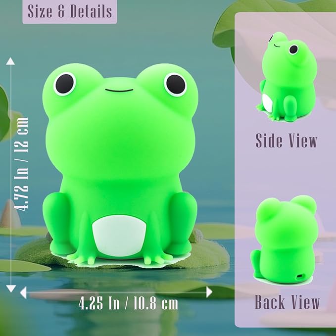Frog Night Light, Frog Gifts, Cute Silicone Nursery Rechargeable Dimmable Bedside Lamp, Kids' Bedroom Decor, Gift for Children, Teens, Christmas Birthdays - Bloomnest