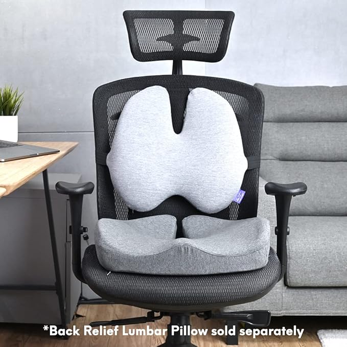 C CUSHION LAB Patented Pressure Relief Seat Cushion for Long Sitting Hours on Office/Home Chair, Car, Wheelchair - Extra-Dense Memory Foam for Hip, Tailbone, Coccyx, Sciatica - Light Grey - Bloomnest