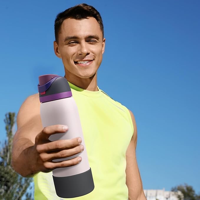 2PCS Silicone Water Bottle Boot, Compatible with Owala 24oz 32oz 40oz, Protective Anti-Scratch & Anti-Dent No Noise Sleeve Cover for FreeSip/Twist/Flip Water Bottles (Dark Blue, 24oz) BKBY