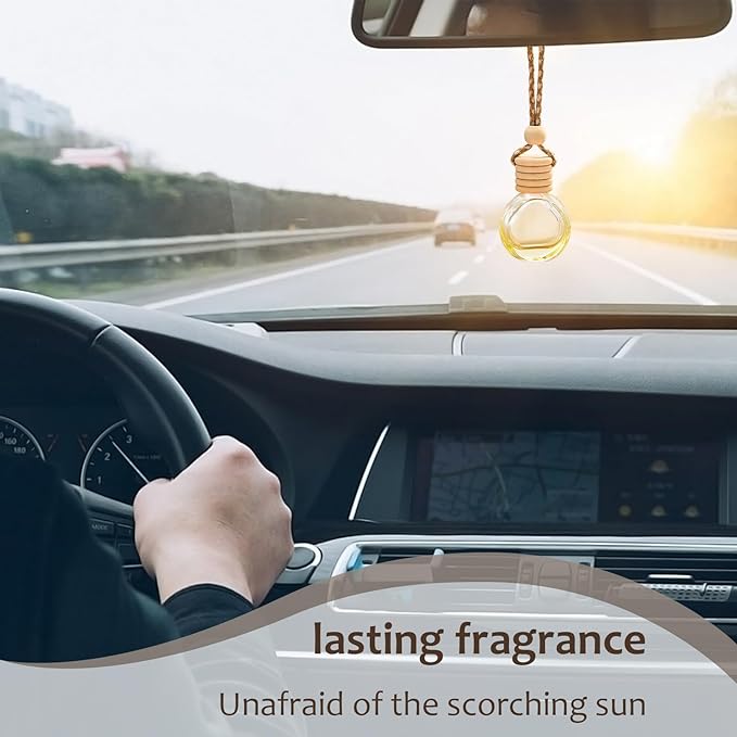 60Pcs Hanging Car Air Freshener Diffuser, 10ml Empty Glass Essential Pendant Bottles, Automotive Oil Aromatherapy Fragrance Perfume Containers - Bloomnest