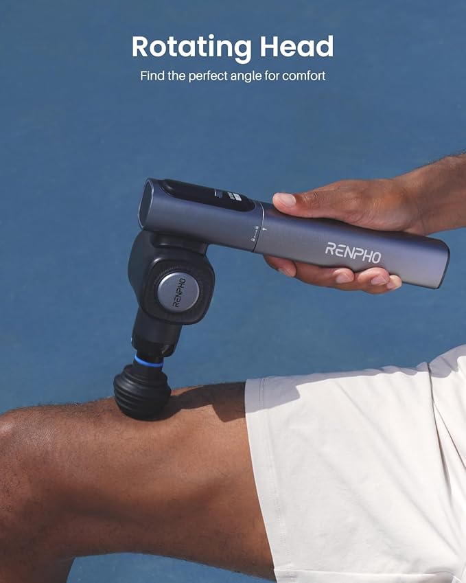 RENPHO Massage Gun with Adjustable Angles and Extension Handle, Handheld Percussion Muscle Massager Deep Tissue with Portable Carry Case for Men Women, Extend 2 - Bloomnest