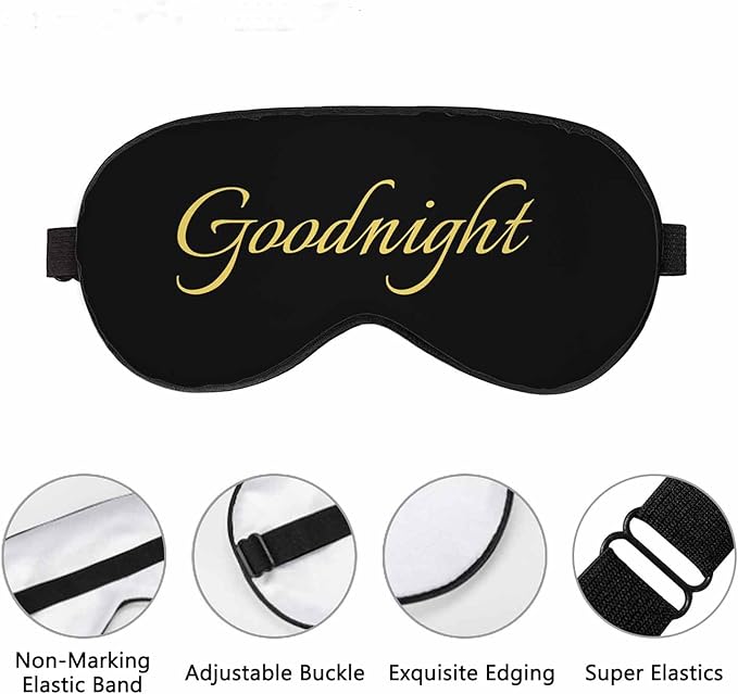 Good Night Sleep Eye Mask Night Sleep Phrase Golden Black Men Women Sleep Mask with Adjustable Strap Eye Cover Eye Shade for Travel, Nap,Meditation - Bloomnest