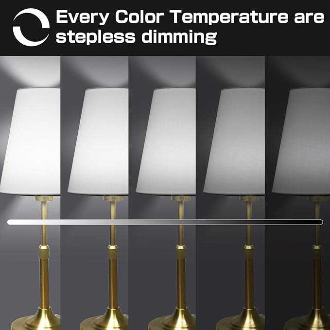 Portable Cordless Table Lamp, Built in Rechargeable Battery, 2700-6000k Color Temperature, Fully Dimmable, Scalable, Ambient Light for Patio, Restaurant, Bar, Bedroom, Dining (Gold) - Bloomnest