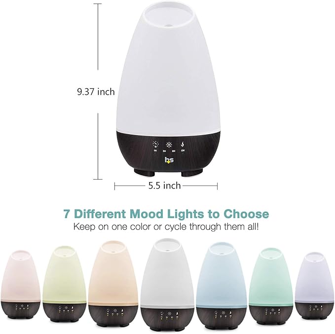 HealthSmart Essential Oil Diffuser, 500ML, Large Room Coverage | Adjustable Timer | Multiple Mist Modes | 7 LED Colors | Pack of 2 - Bloomnest