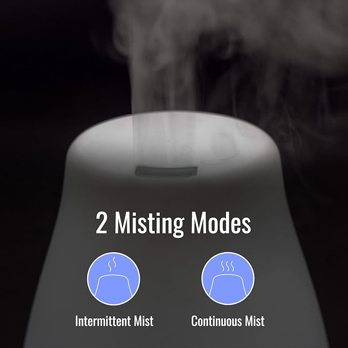 HealthSmart Essential Oil Diffuser, Cool Mist Humidifier and Aromatherapy Diffuser with 150ML Tank Ideal for Small Rooms, Adjustable Timer and Mist Mode, White - Bloomnest