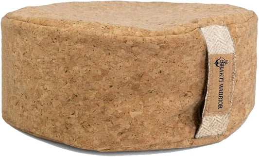Shakti Warrior Zen Meditation Cushion - Sustainable Cork Fabric Cover, Lined with cotton and filled with treated buckwheat. Non-toxic, eco Friendly Meditation Pillow (15inch x 15inch x 5 Thick) - Bloomnest