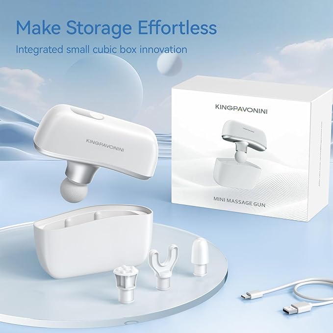 KingPavonini Mini Massage Gun with All-in-One Storage Case, Pocket-Sized Small Massage Gun Deep Tissue, 0.5 lbs Portable Percussion Massager for Travel, Gym, Gift for Women Men - Bloomnest