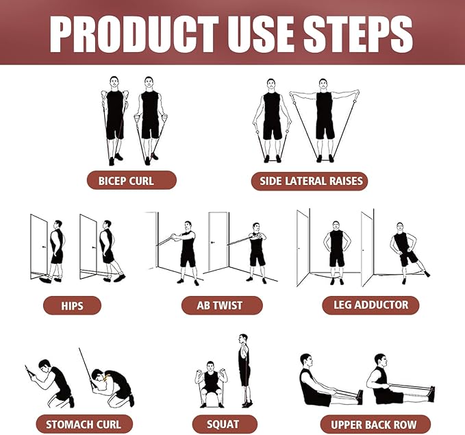 WHATAFIT Resistance Bands, Exercise Bands，Resistance Bands for Working Out, Work Out Bands with Handles for Men and Women Fitness, Strength Training Home Gym Equipment - Bloomnest
